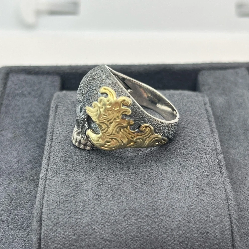 David Yurman Men's Skull Ring with 18k yellow gold